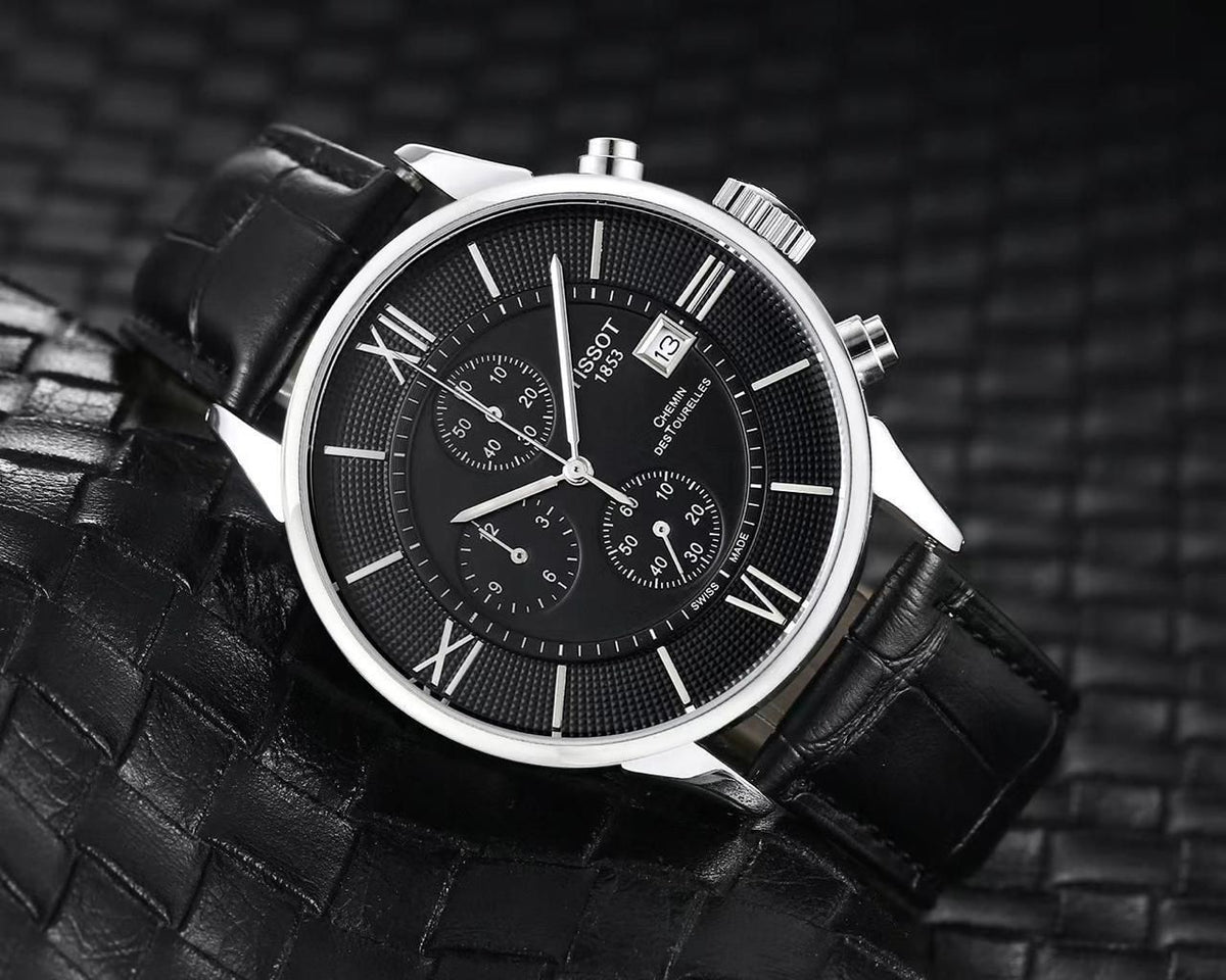 Men’s Chronograph Style Watch with Leather Strap